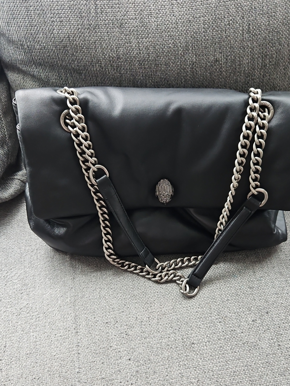 KURT GEIGER Black Leather Chain-Handle Shoulder Bag